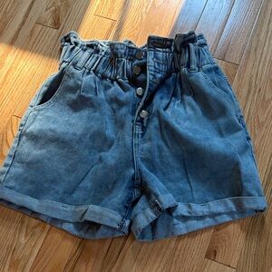 Blue Denim Paperbag Shorts